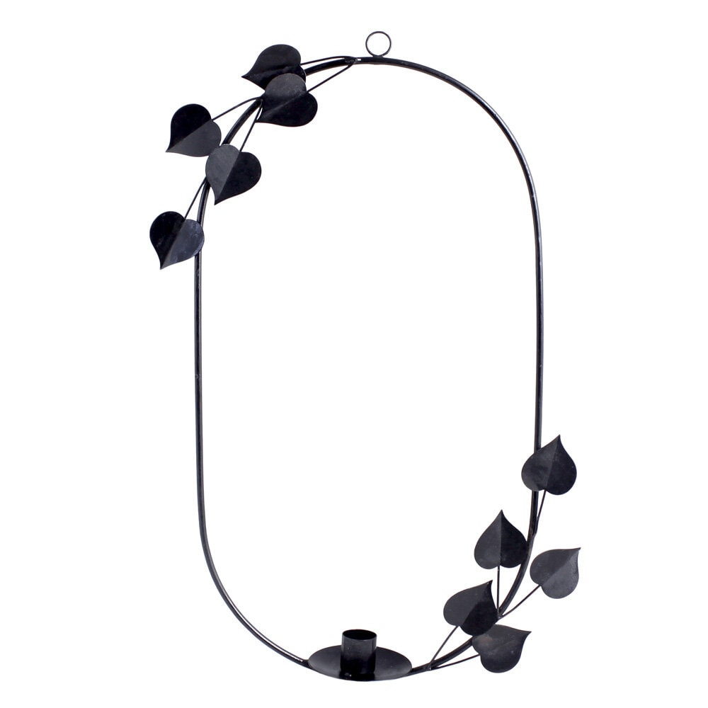 Hanging Candle Holder Leaf Black