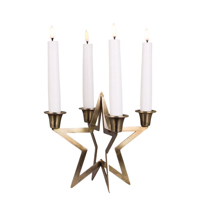Candle Holder Star Antique Brass