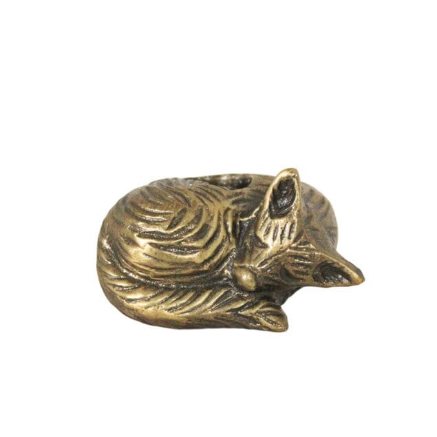 Candle Holder Fox Antique Brass