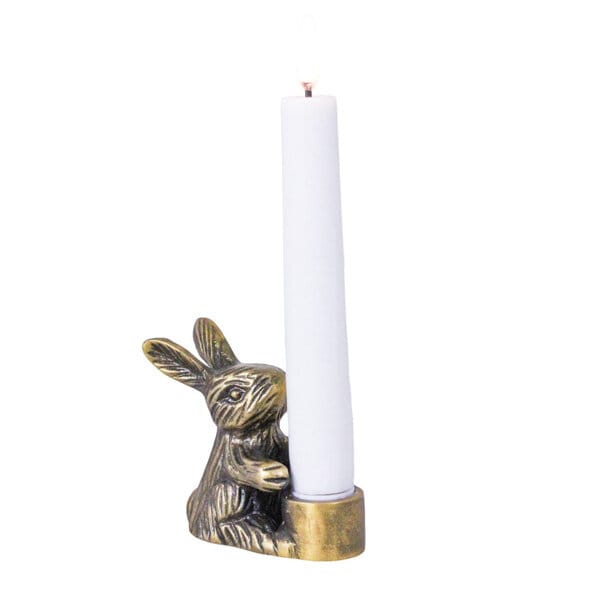 Candle Holder Rabbit Antique Brass