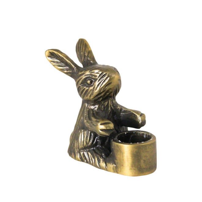 Candle Holder Rabbit Antique Brass