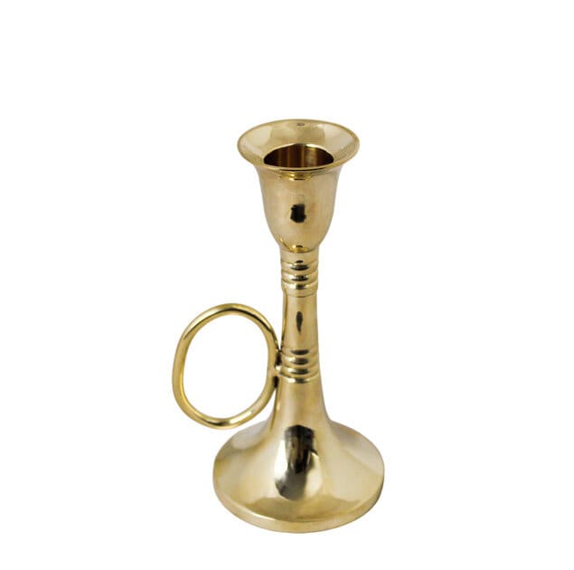 Candle Holder Trumpet Brass Low