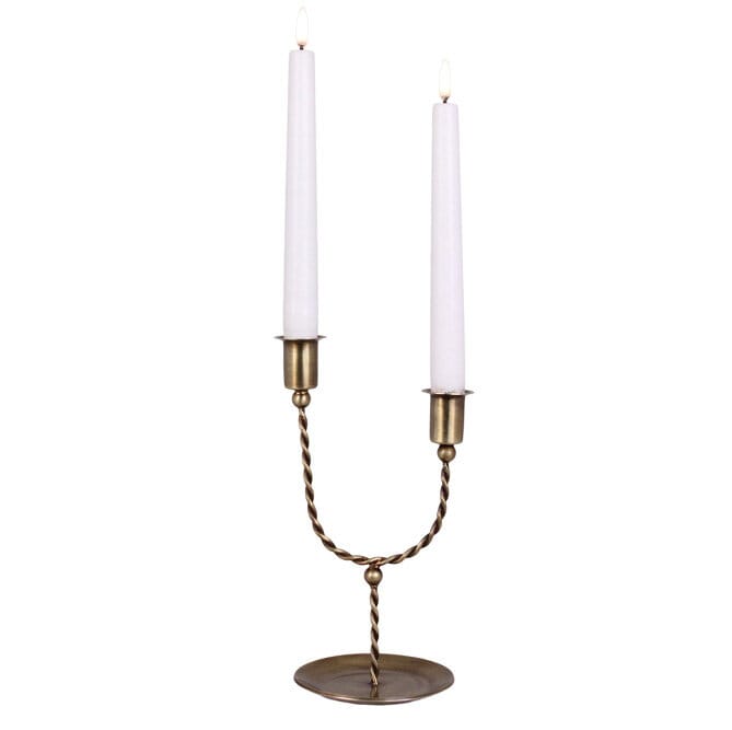 Candle Holder Estelle 2-armed Antique Brass