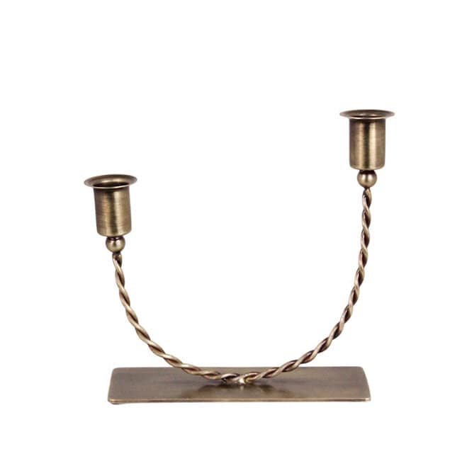 Candle Holder Estelle Squared Foot Antique Brass