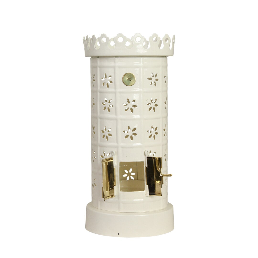 Tea Light Holder Tiled Stove White