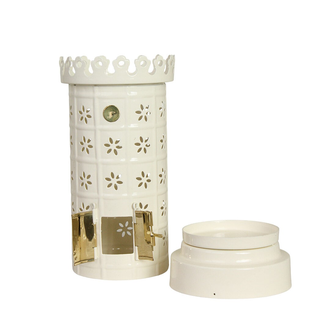 Tea Light Holder Tiled Stove White