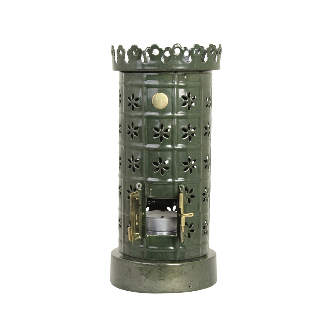 Tea Light Holder Tiled Stove Green