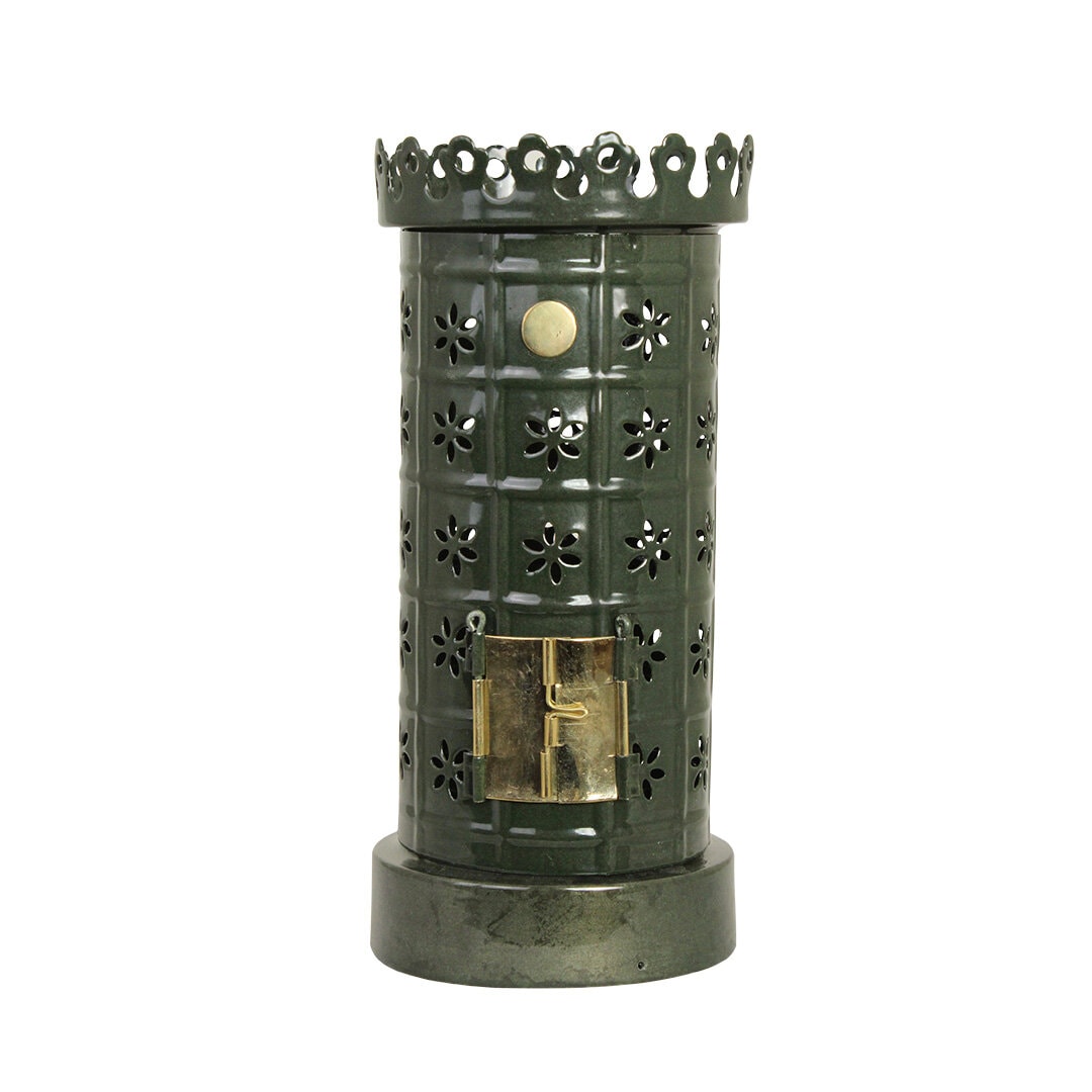 Tea Light Holder Tiled Stove Green