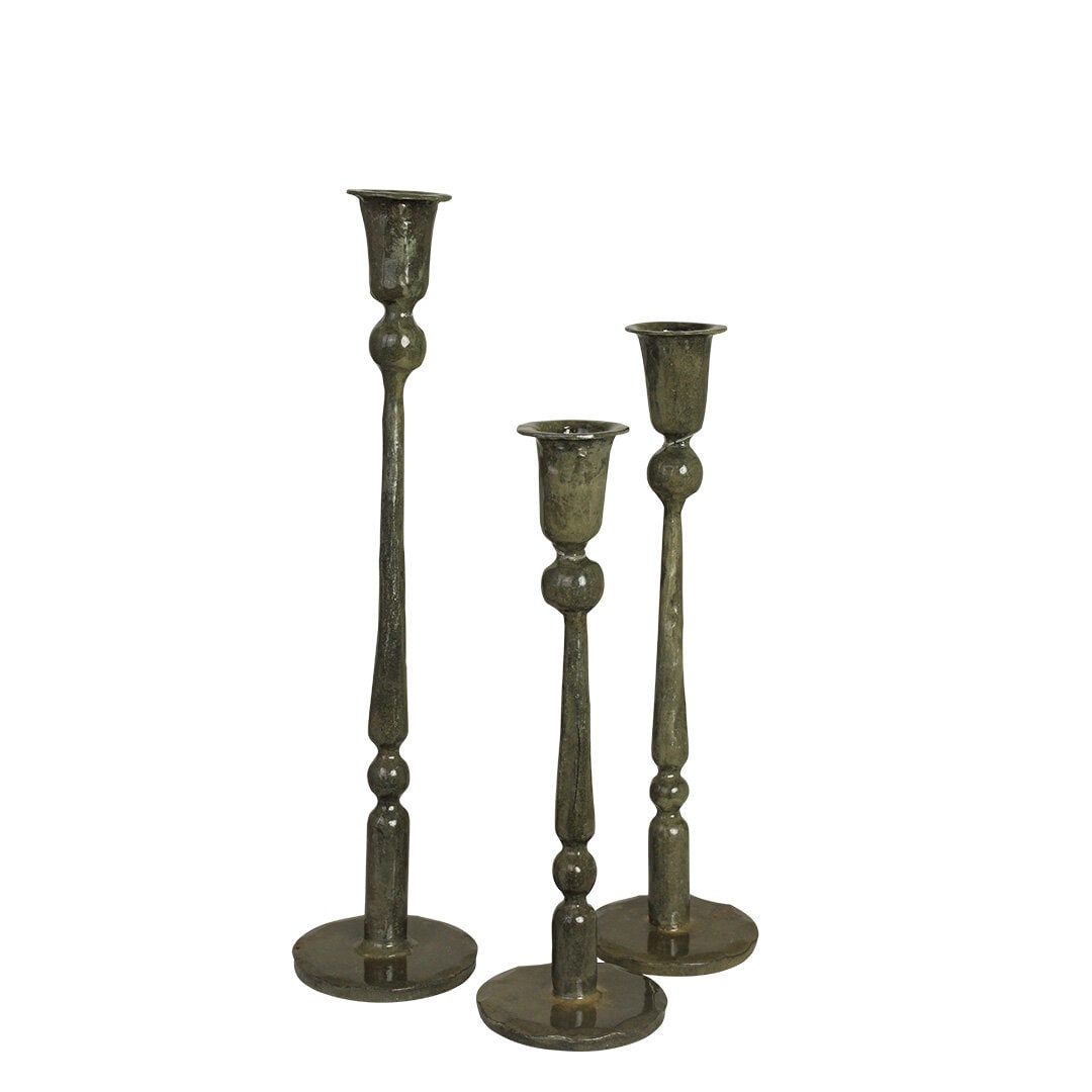 Candle Holder Meja Olive Green 25 cm