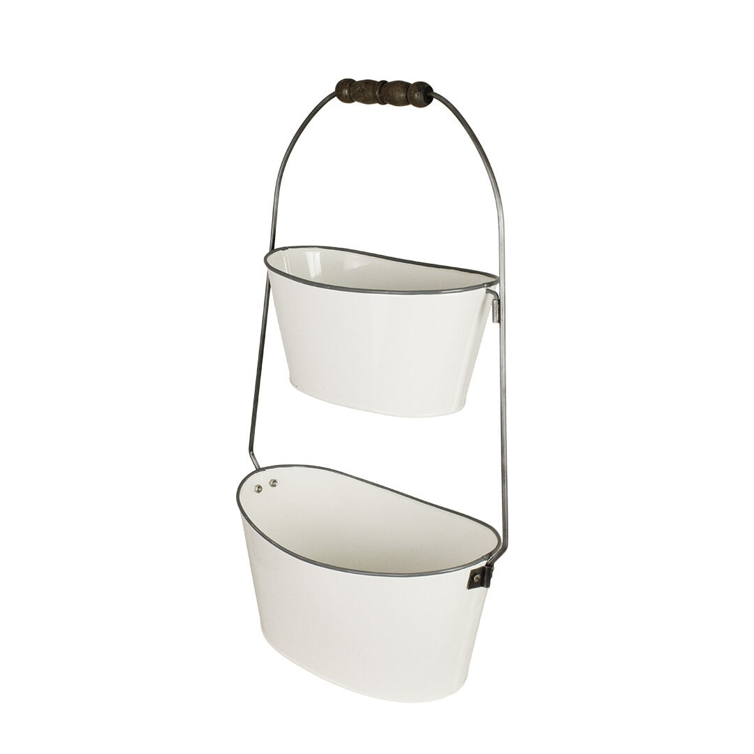 2-Tier Storage Basket Sofie White