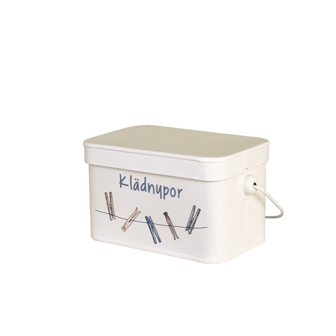 Plåtburk Ivar Klädnypor Vit