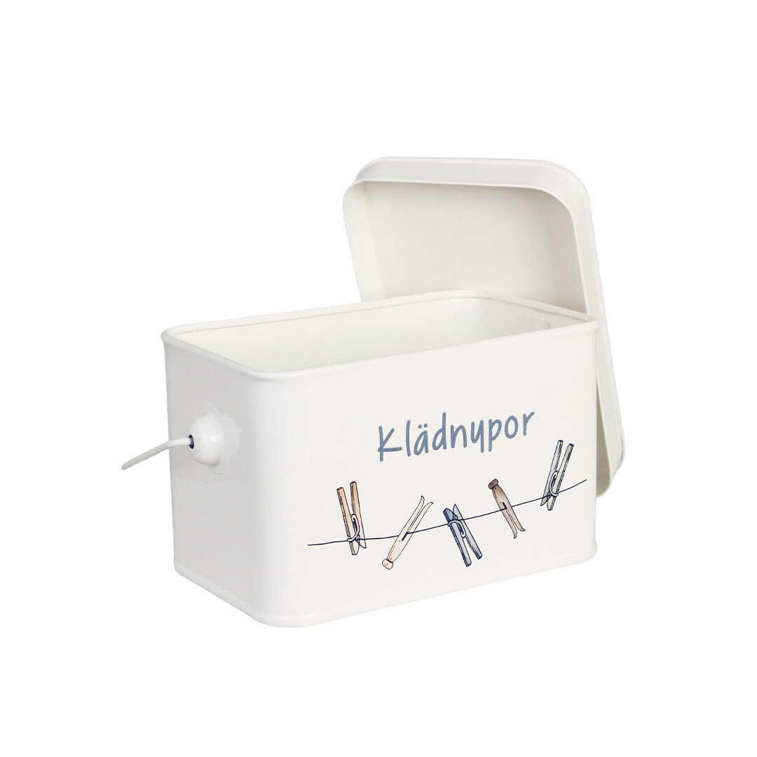 Plåtburk Ivar Klädnypor Vit