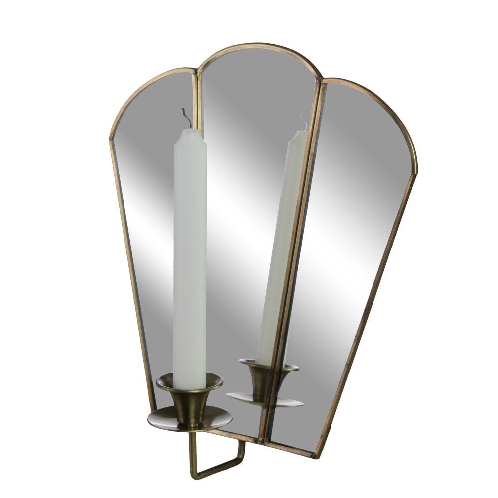 Mirror candle sconce Paula antique brass, single