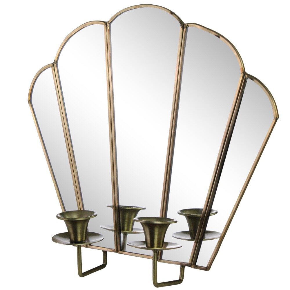 Mirror candle sconce Paula antique brass, double