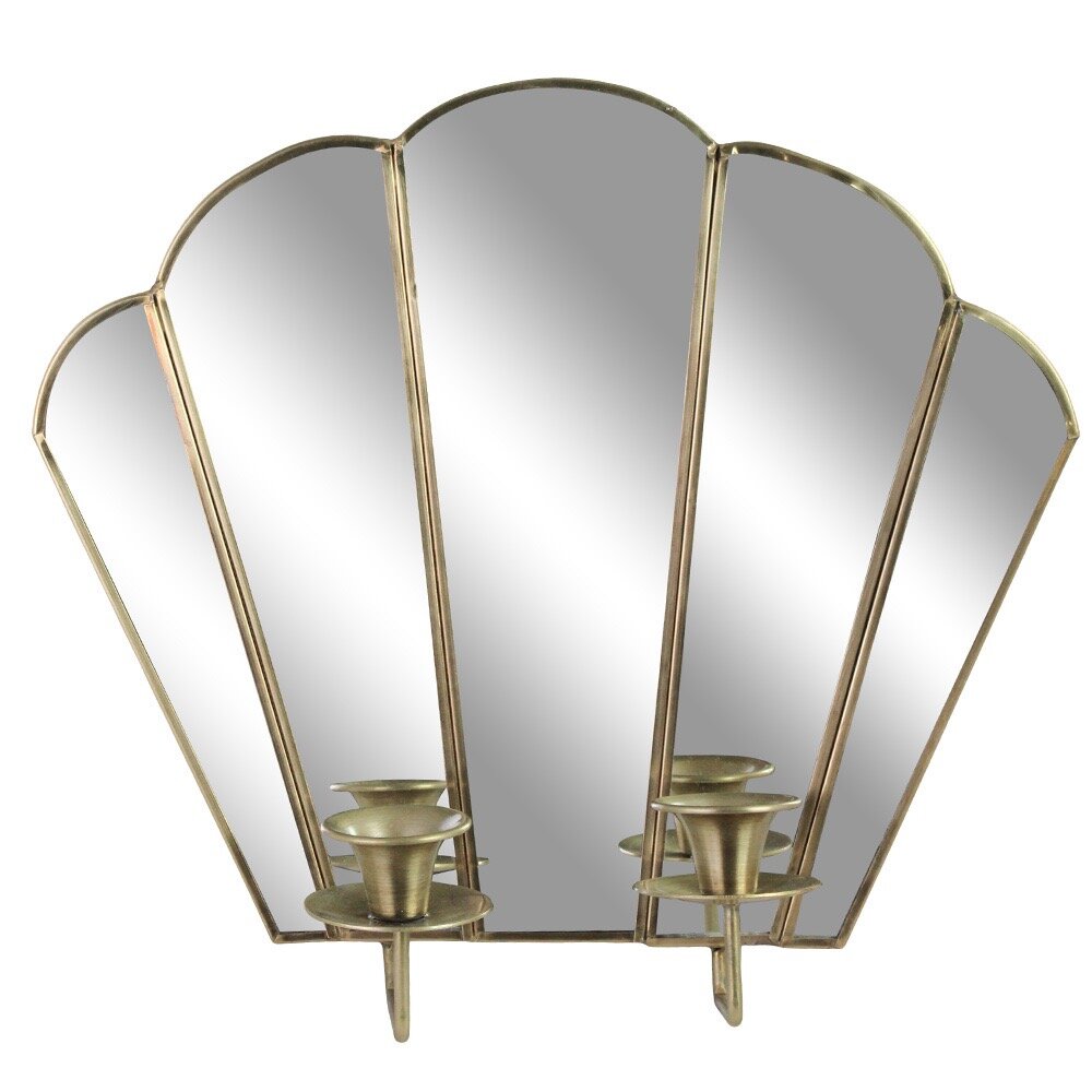 Mirror candle sconce Paula antique brass, double
