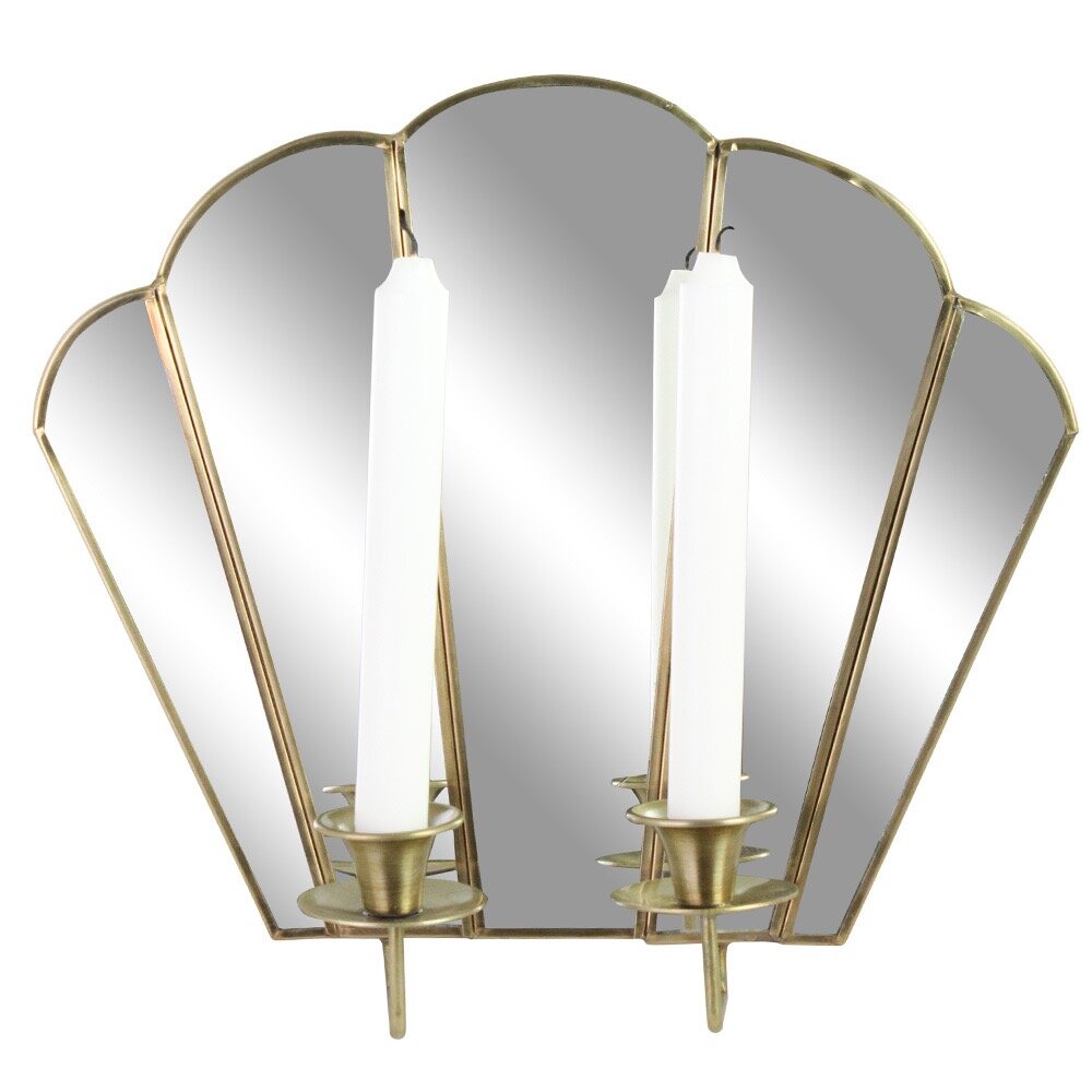 Mirror candle sconce Paula antique brass, double