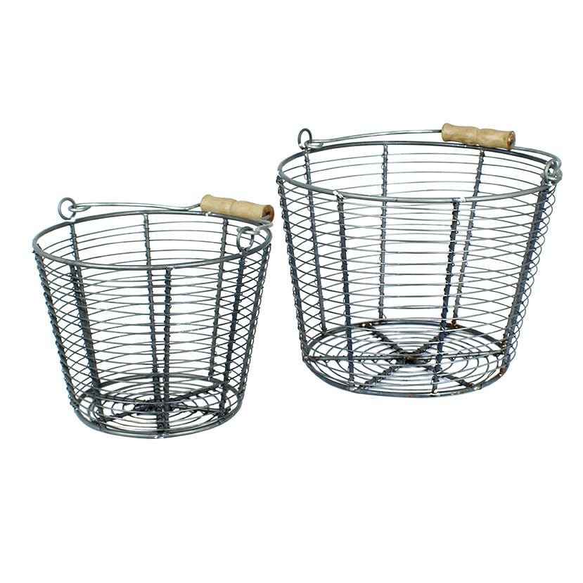 Wire Basket w. Handle Coned Zink Large