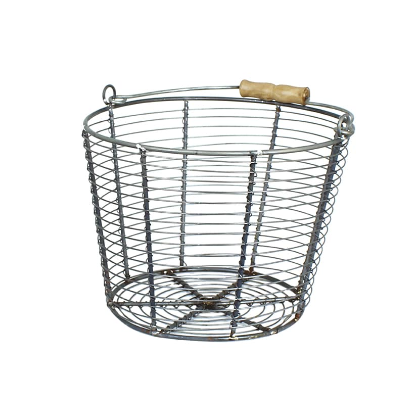 Wire Basket w. Handle Coned Zink Large