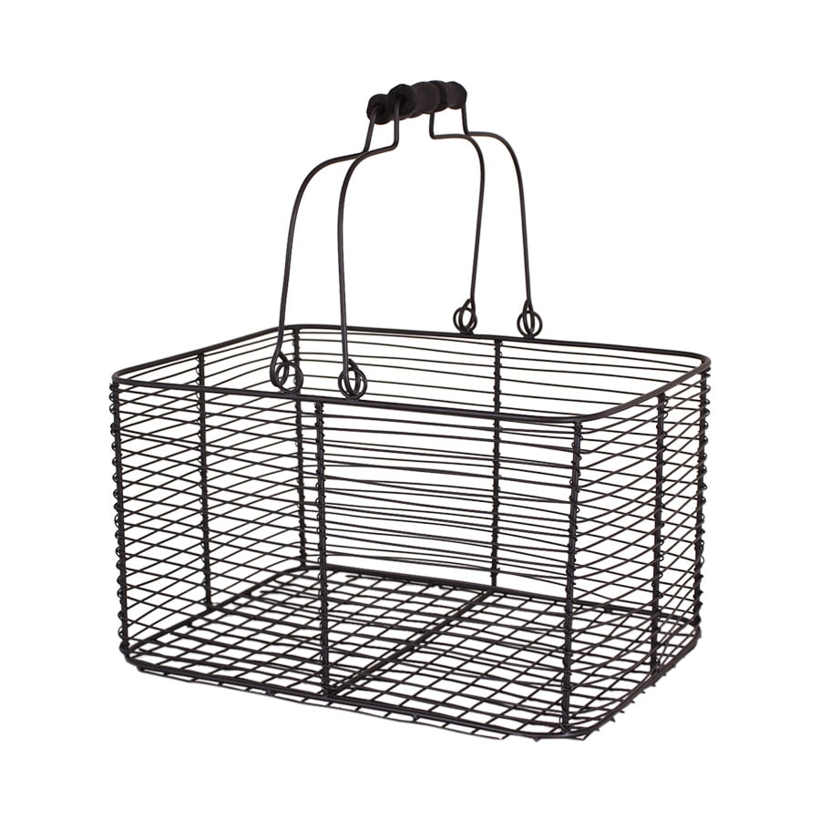 Wire Basket w. Handles Rectangular S/2 Black