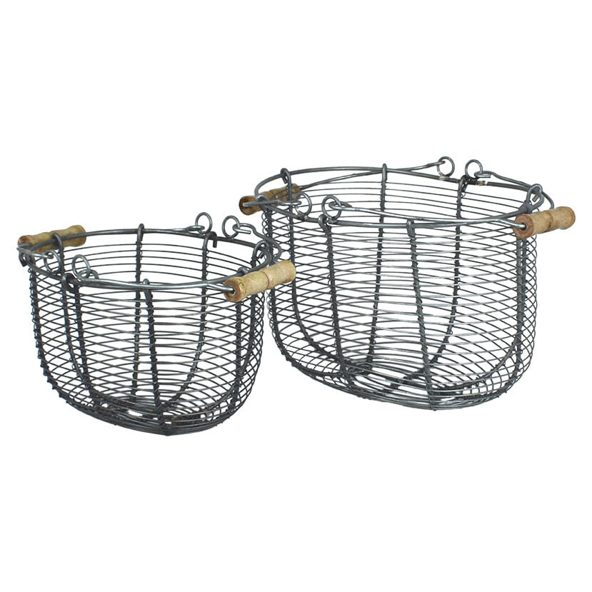 Wire Basket Oval S/2 Zinc