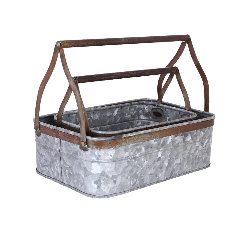 Tray w. Handle S/2 Small Zinc/Rust