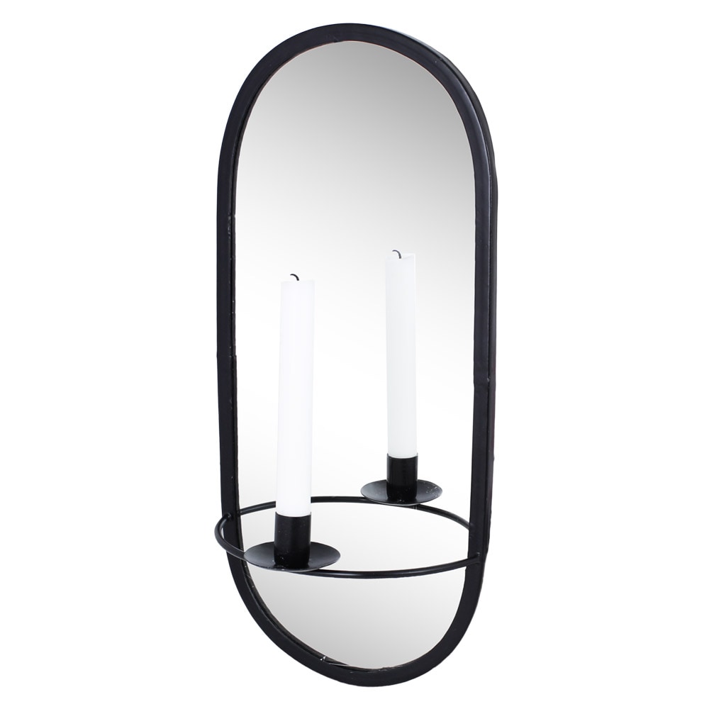 Mirror w. Candle Holder Black