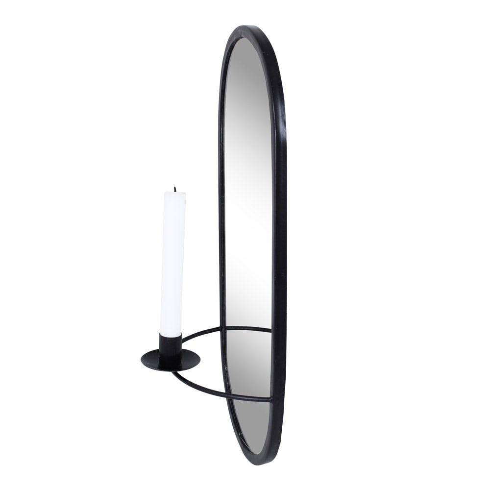 Mirror w. Candle Holder Black