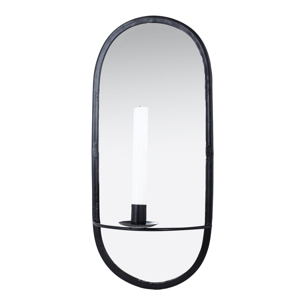 Mirror w. Candle Holder Black