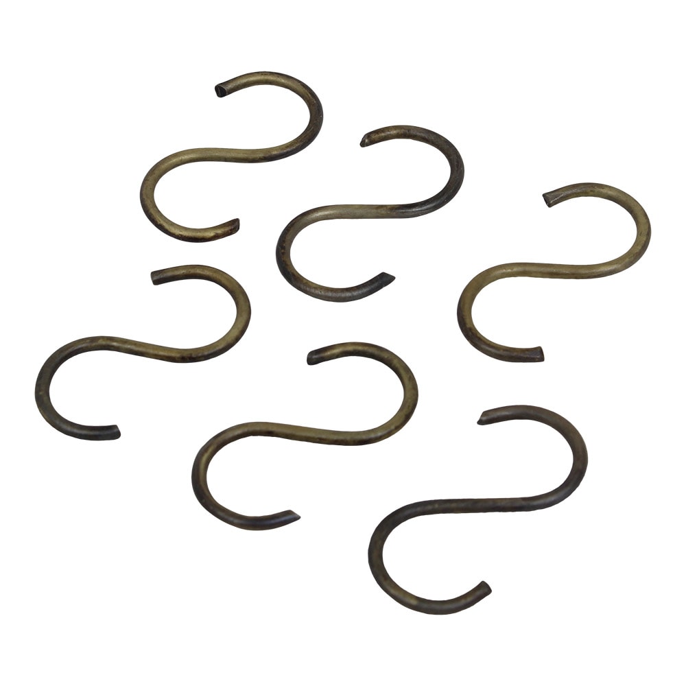 S-Hooks Antique Brass 6-pack