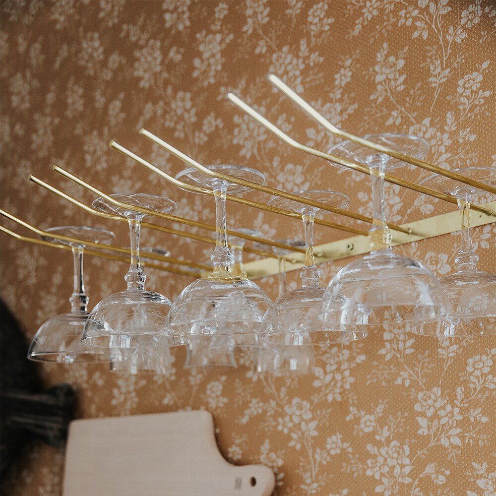 Glass Hanger 4 Rows Brass