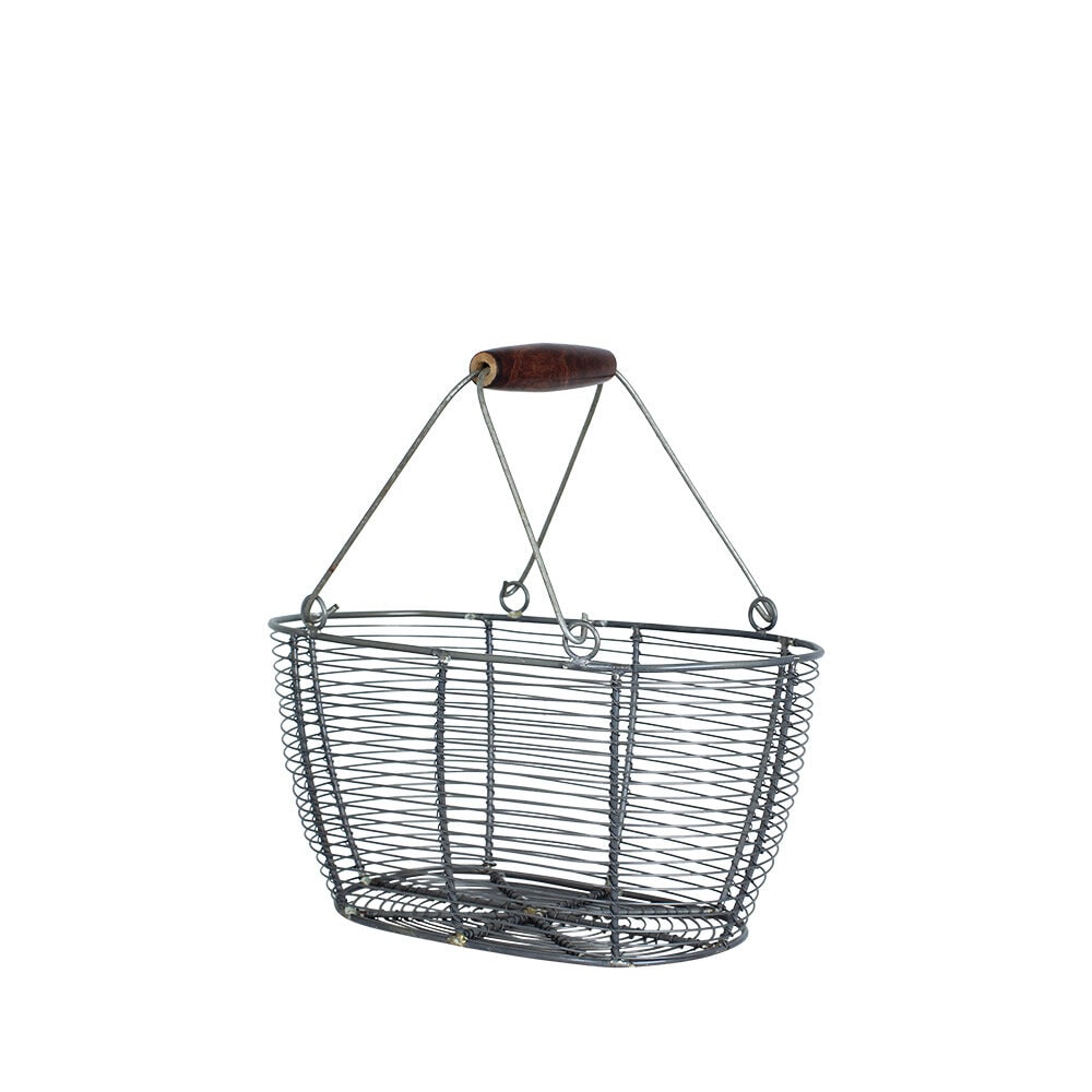 Wire Basket Oval Zinc Small