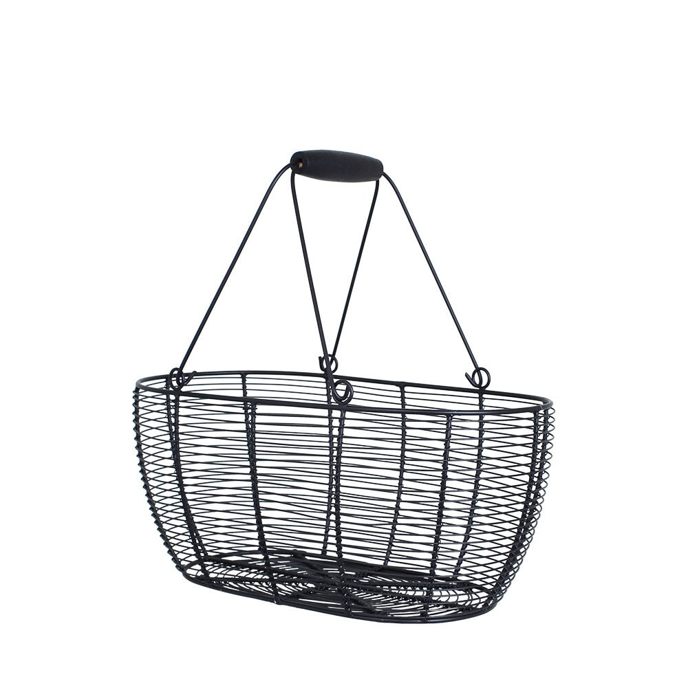 Wire Basket Oval Black Medium