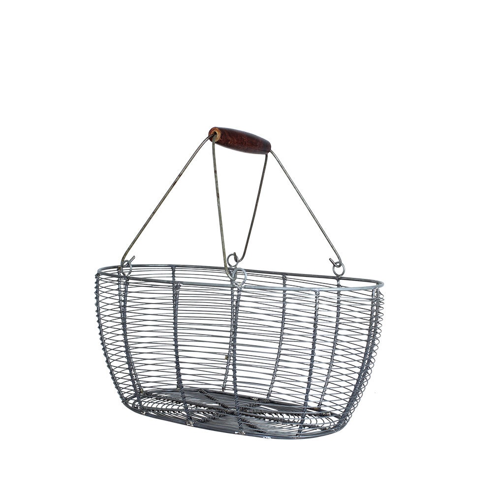 Wire Basket Oval Zinc Medium