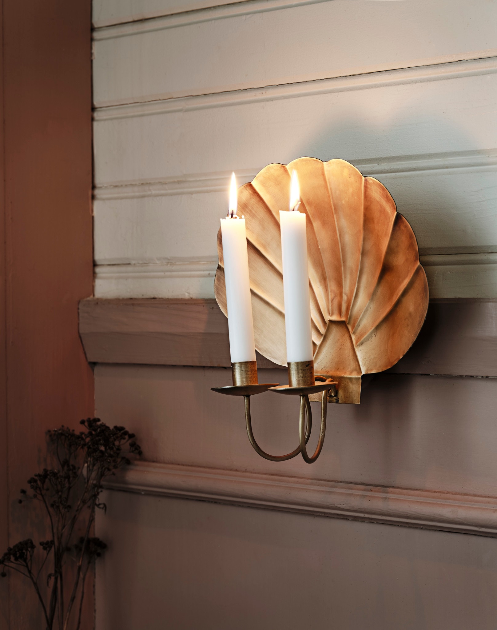 Sconce Shell Antique Brass