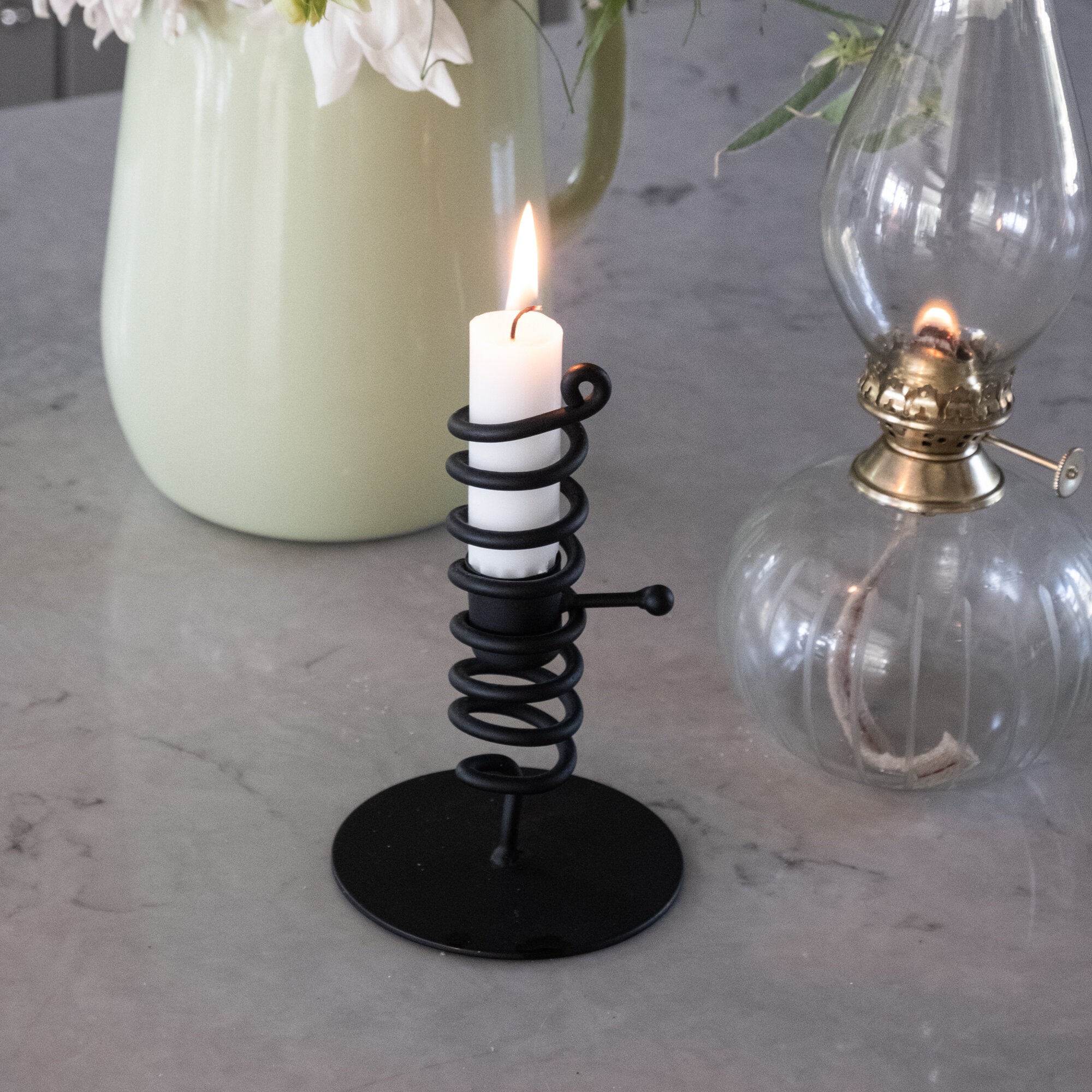 Candle Holder Spiral Black