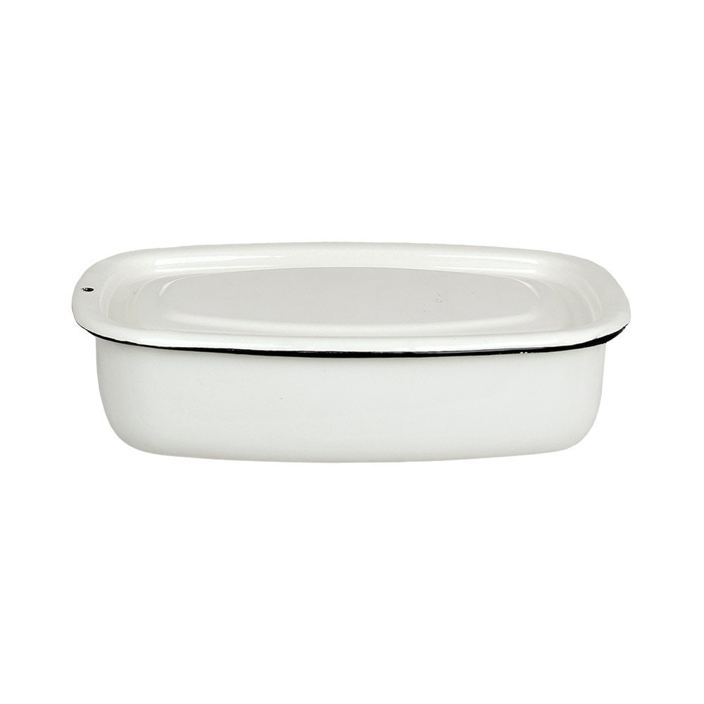 Oven Dish w. Lid Emil´s Enamel 1L Offwhite