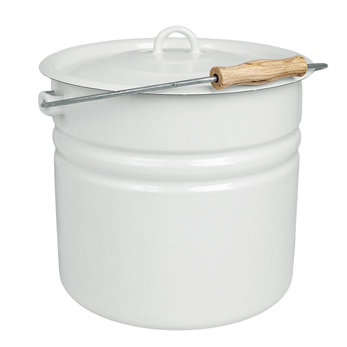 Bucket w. Lid Emil´s Enamel 12L Offwhite