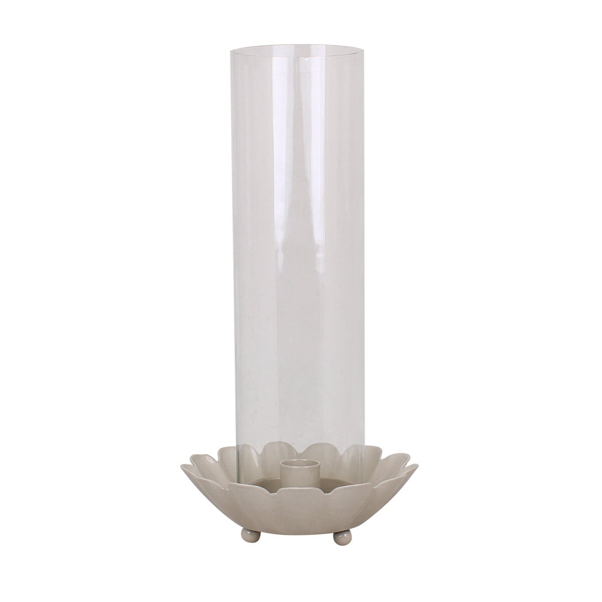 Candle Holder w. Glass Pipe Ingrid Beige