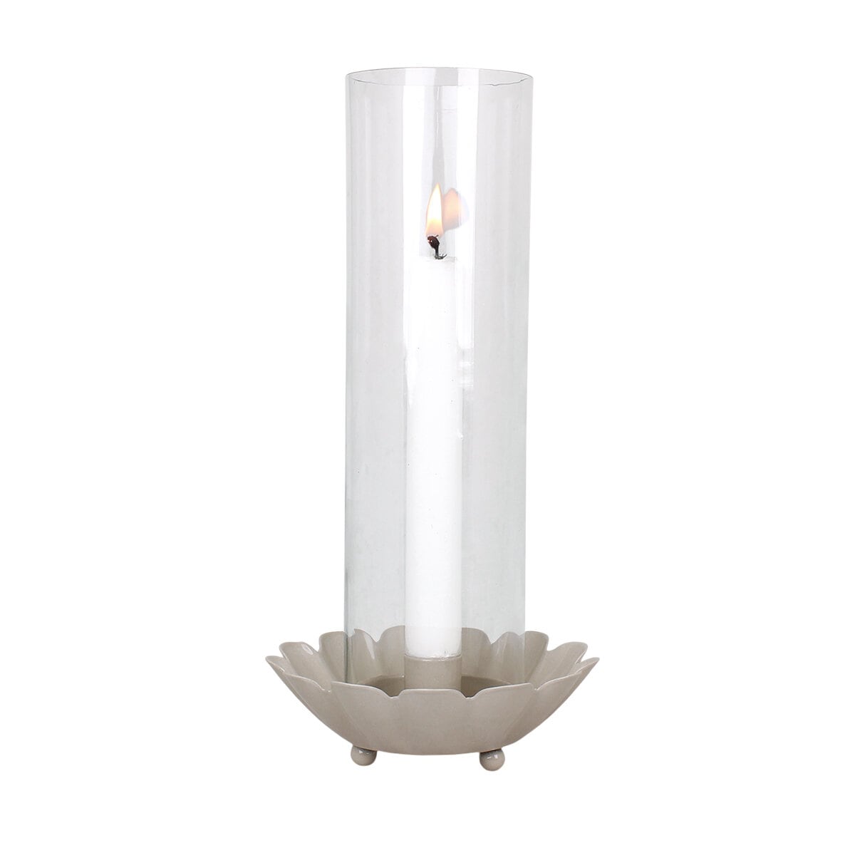 Candle Holder w. Glass Pipe Ingrid Beige