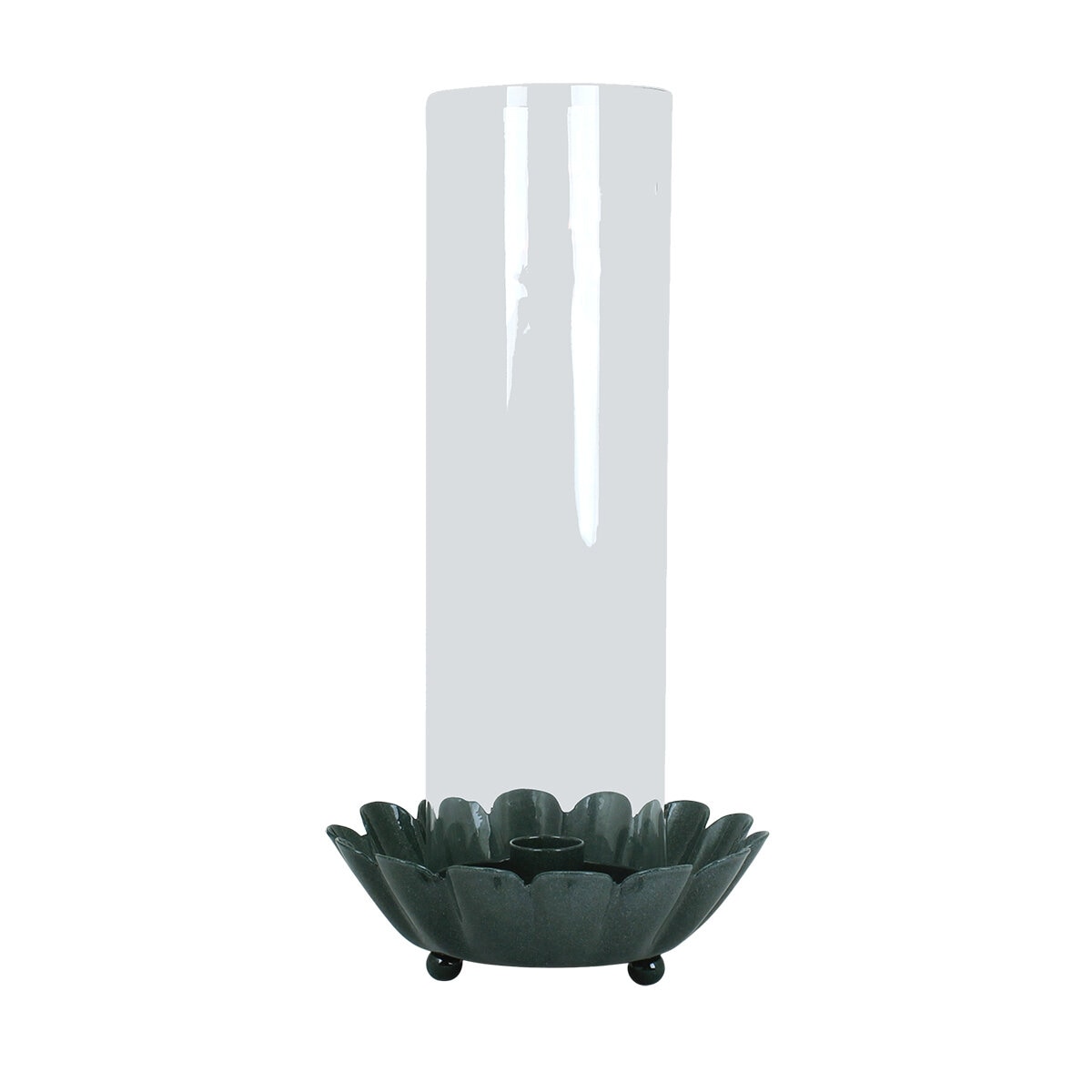 Candle Holder w. Glass Pipe Ingrid Dark Green