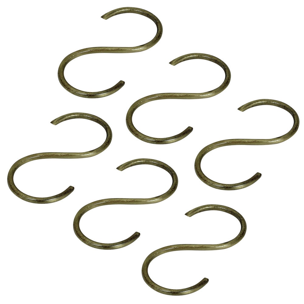 S-Hooks Antique Brass 6 pack Large