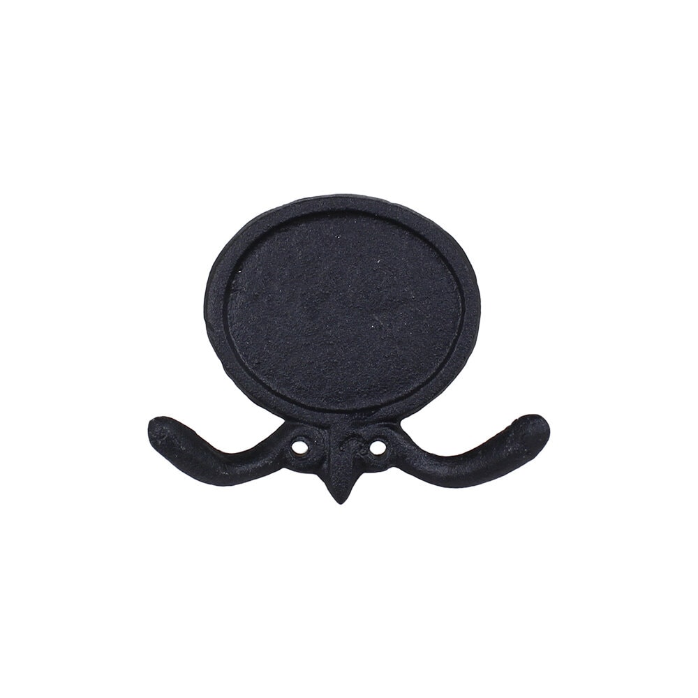 Double Hook w. Blackboard Cast Iron Black