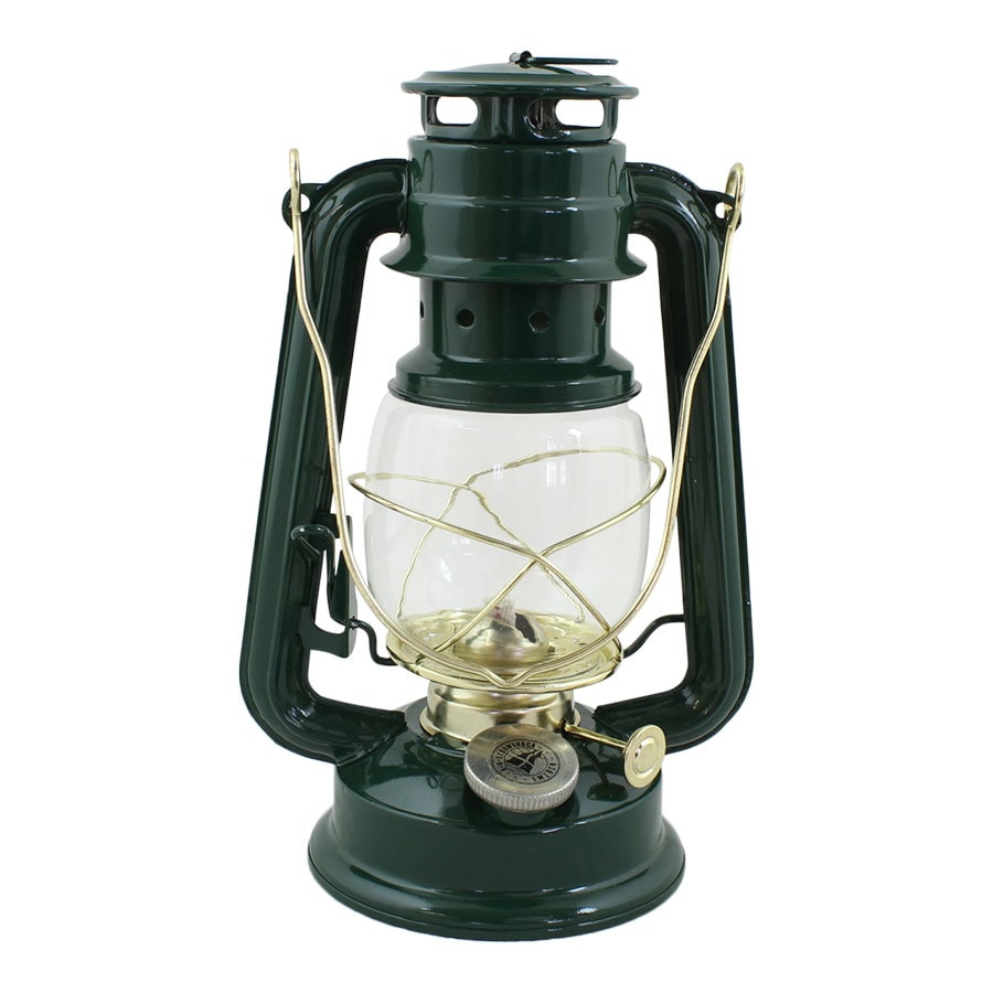 Hurricane Lantern Green/Brass Small