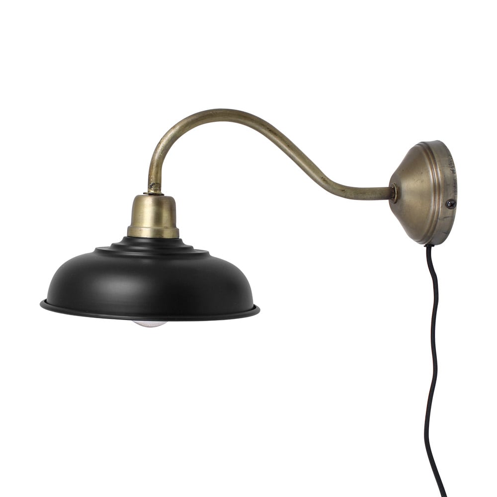 Wall Lamp Birgith Black/Antique Brass