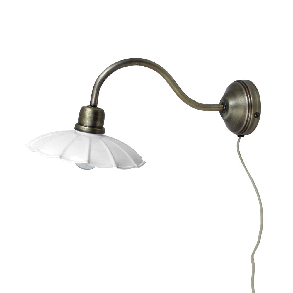 Wall Lamp Gustav White/Antique Brass