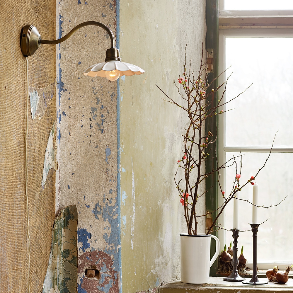 Wall Lamp Gustav White/Antique Brass