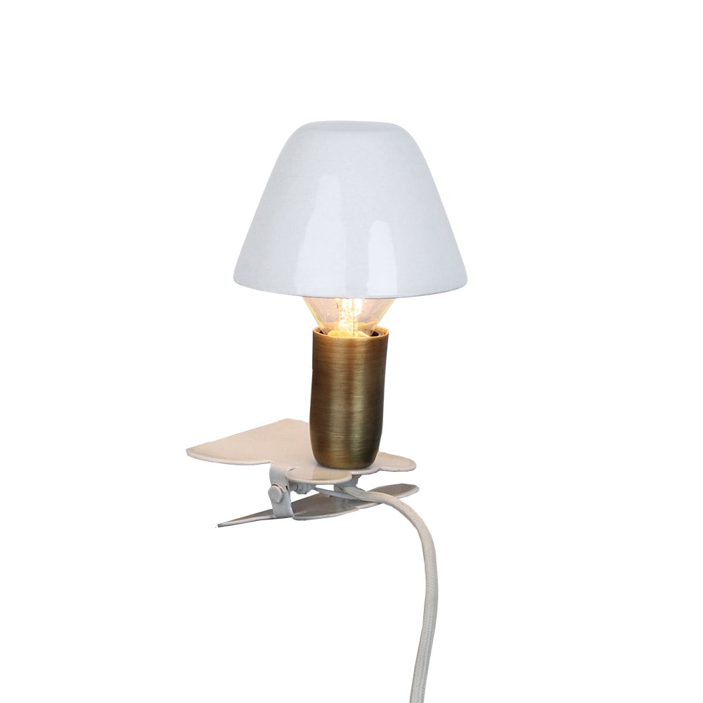 Lampa Mini På Klämma Antik Vit