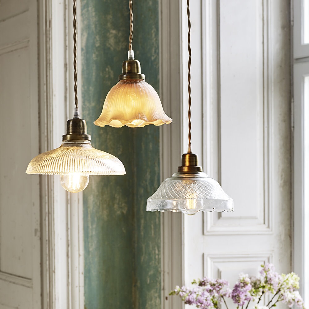 Pendant Lamp Greta Etch Clear/Antique Brass