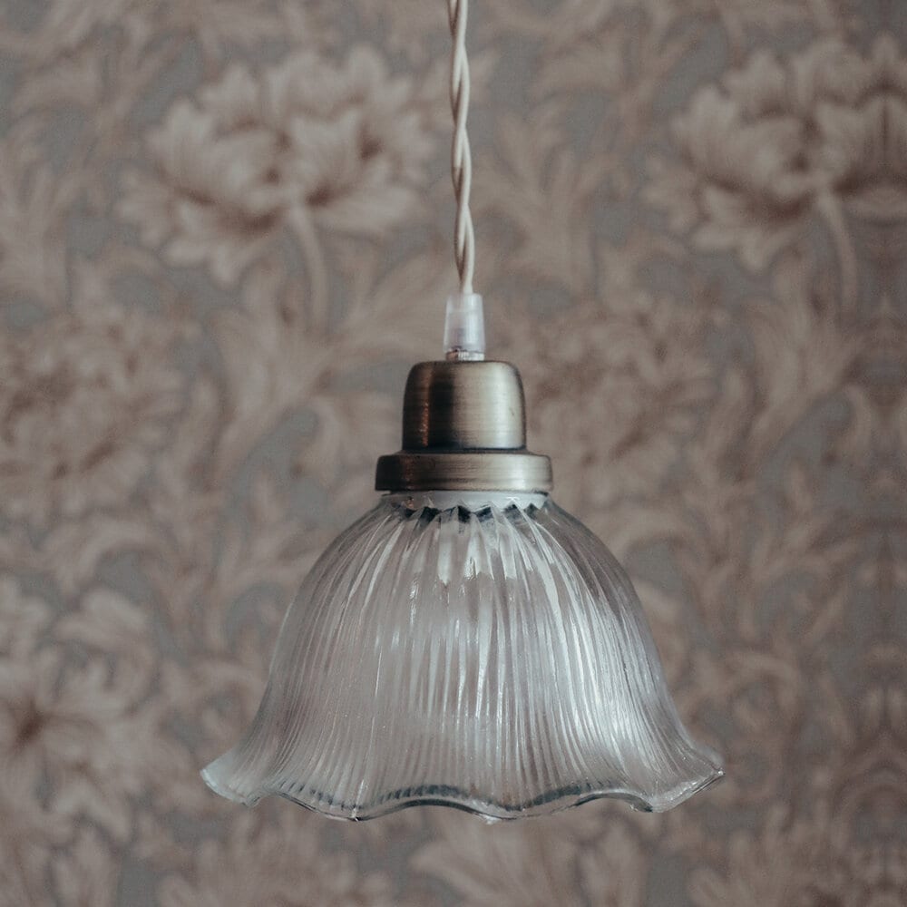 Pendant Lamp Greta Wavy Clear/Antique Brass