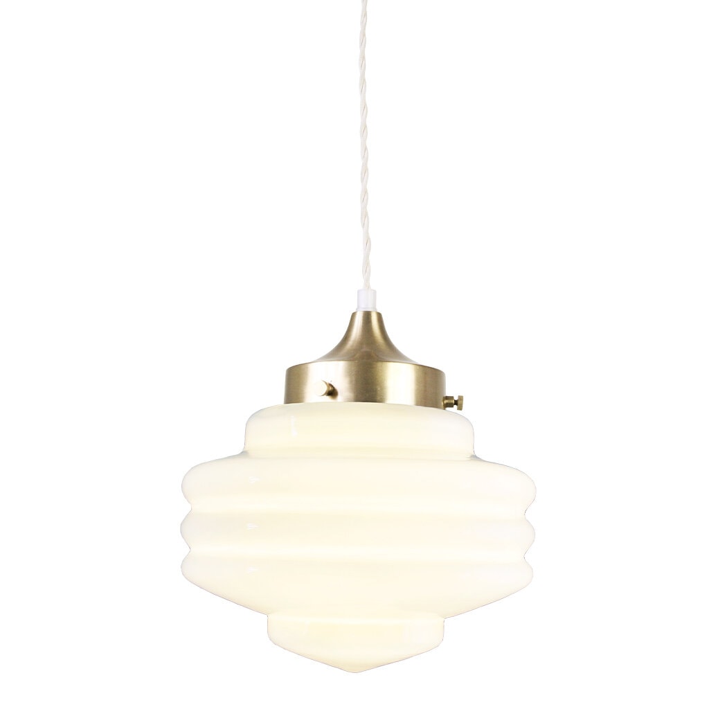 Pendant Lamp Valter w. Twisted Cord Brass/Opal White